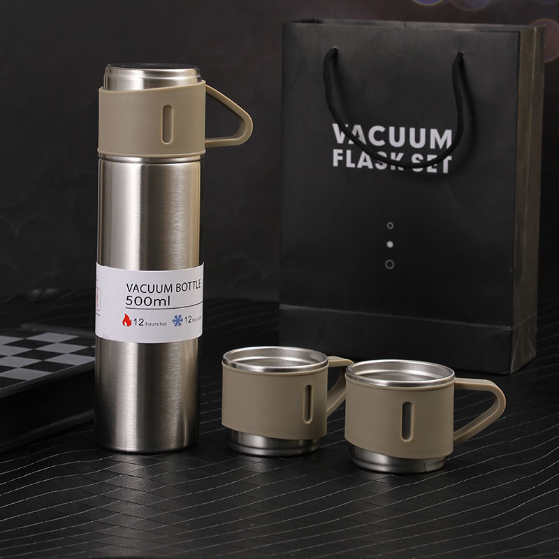 Direct Supply Cup 304 Stainless Steel Vacuum Cup One Cup Three Lid Tumbler with Handle Portable Gift Pot Sets