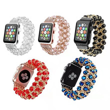 适用小米8Pro苹果手表表带Apple iwatch8-1玛瑙珠宝手表串珠表带