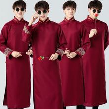 伴郎服中式兄弟团中国风结婚礼服男士马褂中国风长袍相声长衫古装