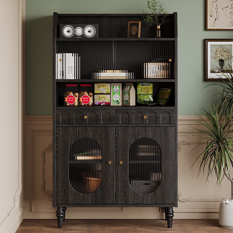 复古餐边柜全实木日式简约高柜子客厅家用酒柜一体靠墙储物茶水柜