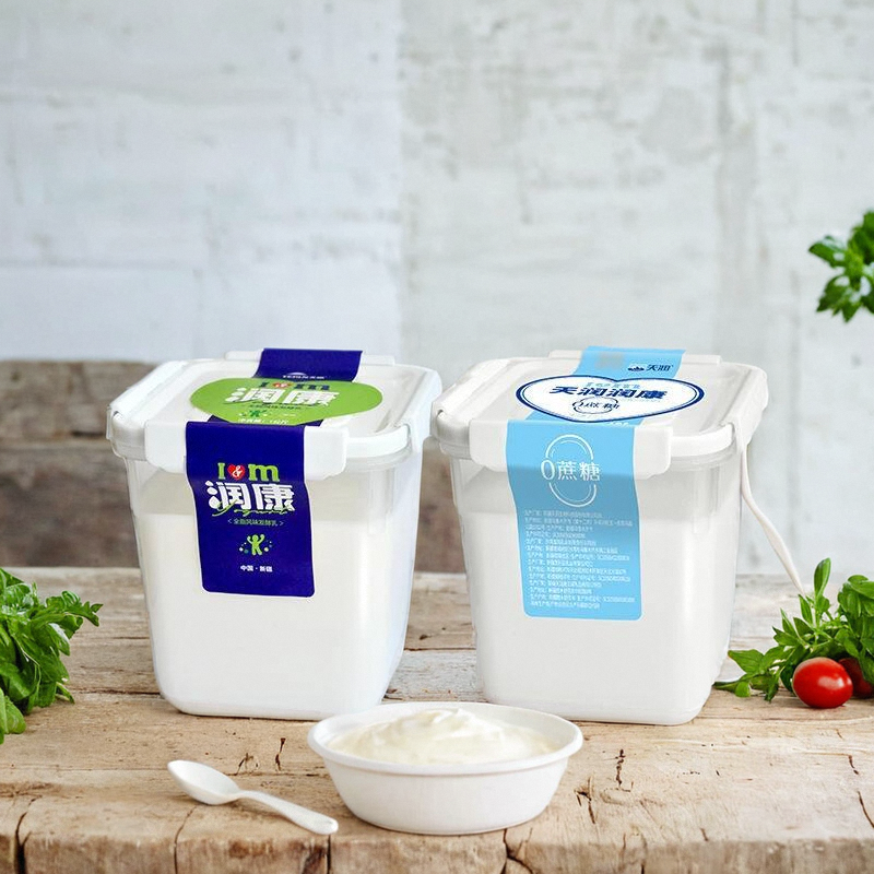 新疆天润零蔗糖酸奶润康大桶1kg盒装原味方桶老酸奶低温奶水果捞