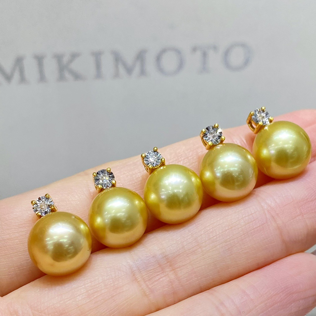 王妃同款g18k钻石南洋金珠珍珠吊坠 10-11mm南洋金珍珠茶金色
