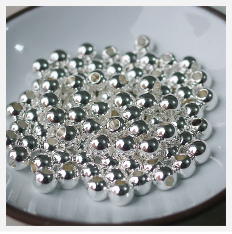 保色银珠/2mm/3mm/4mm/5mm圆珠光面圆珠diy手链项链饰品配件