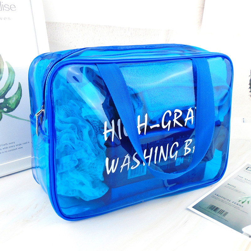 Korean Fluorescent Cosmetic Bag Large Capacity Portable Wash Supplies Storage Bag English Printing Waterproof Dustproof Wash Bag