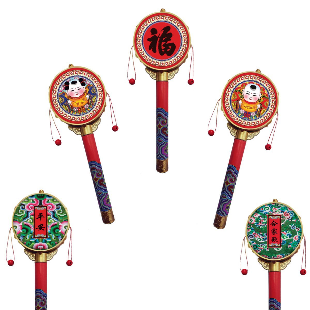 拨浪鼓新款大号古风儿童手摇鼓中式传统纪念礼品【福人福地义乌】