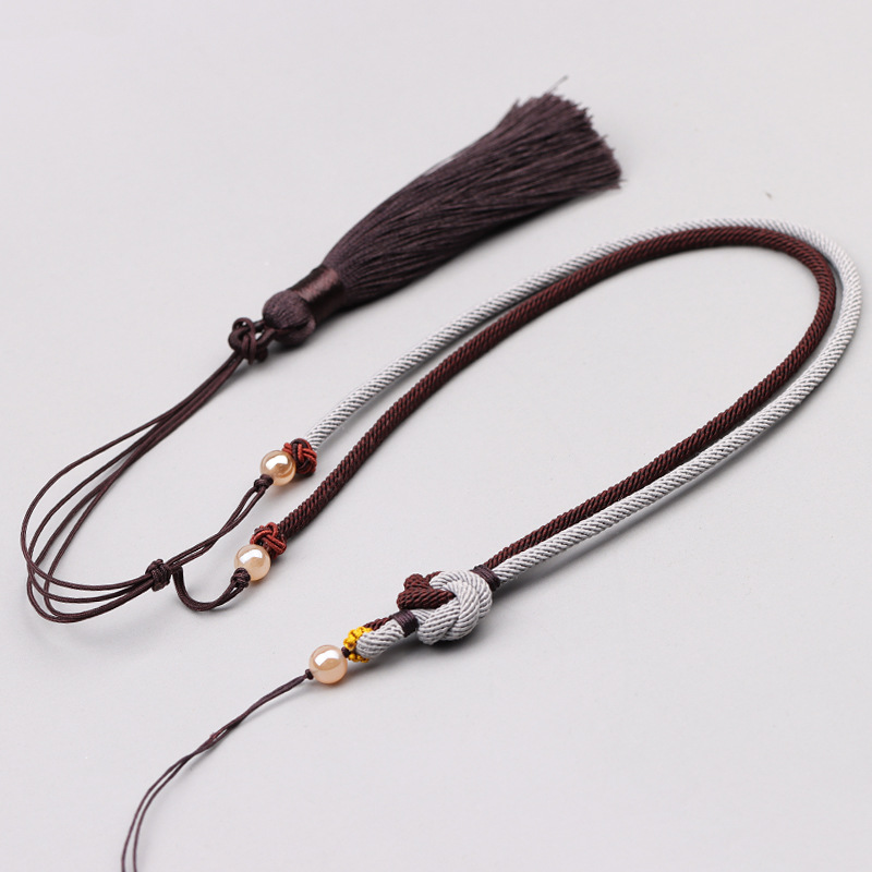 曼陀罗吊坠挂绳挂脖编织中国风流苏项链绳子diy文玩饰品绳毛衣链