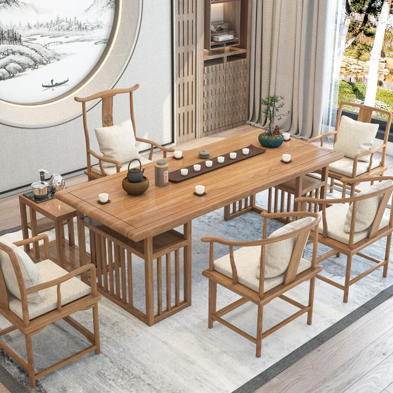 茶台实木茶桌椅组合新中式办公室禅意功夫茶几现代简约家用泡茶桌