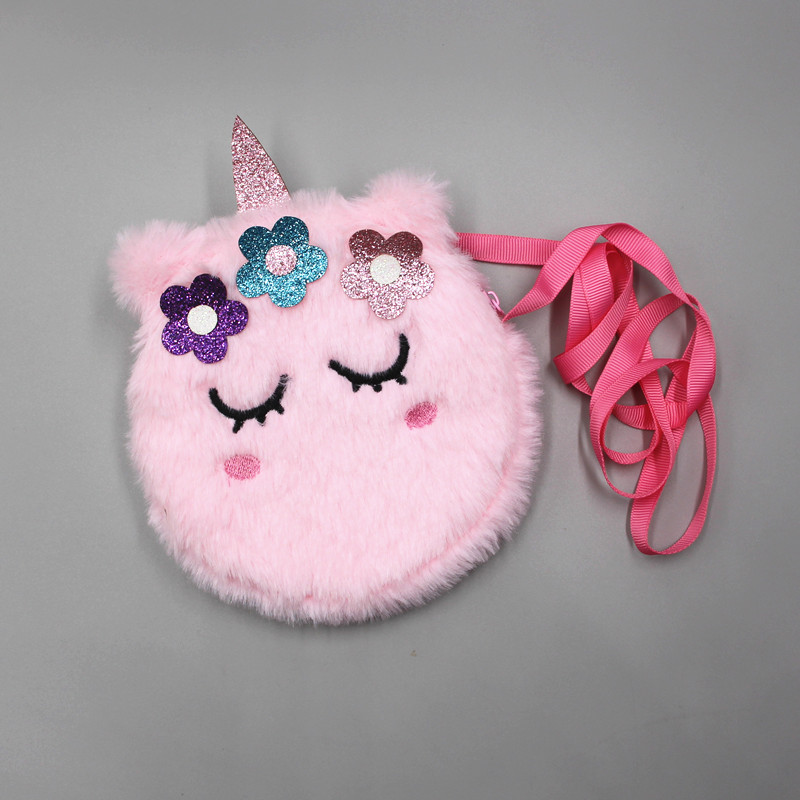 Cross-Border Unicorn Plush Unicorn Coin Purse Kid's Messenger Bag Women's Storage Bag Shoulder Bag