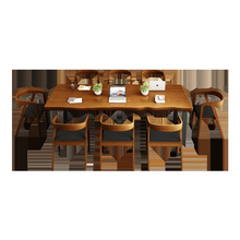 现代实木loft会议桌工作台电脑桌洽谈桌椅办公桌书桌简约大型桌子