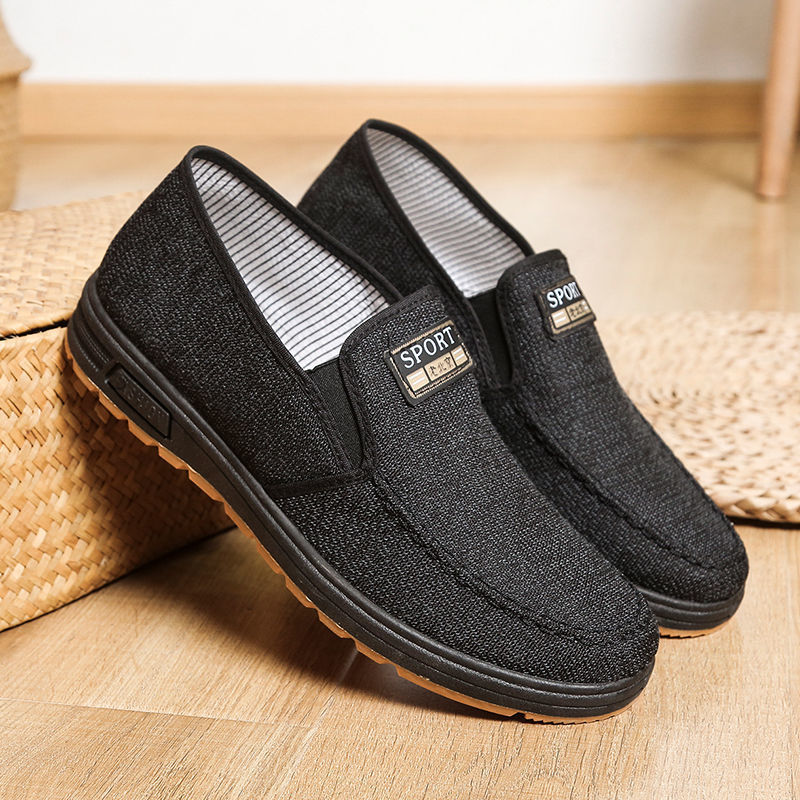 Spring Men's Shoes Casual Shoes TPR-Sole Shoe Soft Bottom Low-Cut Shoes Men's Slip-on Old Beijing Cloth Shoes Wholesale