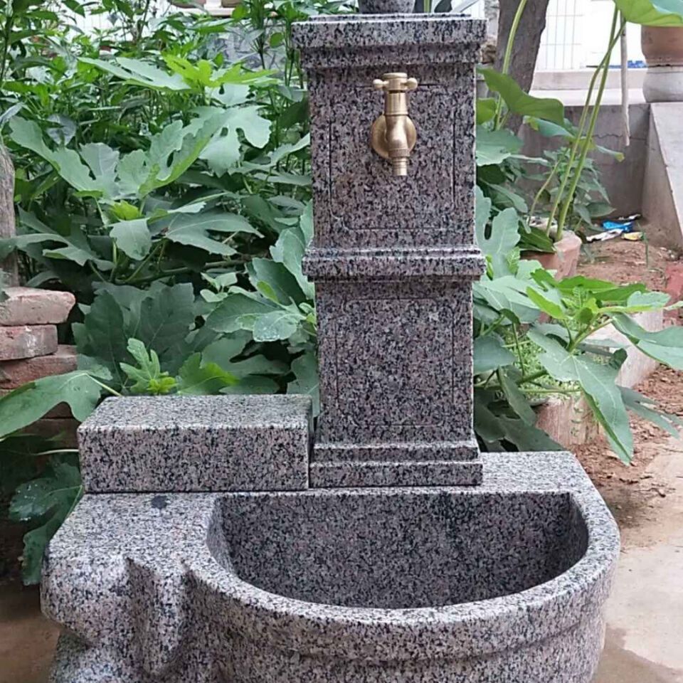 石雕大理石拖把池户外洗手盆雕刻庭院别墅石头水池老石槽流水摆件
