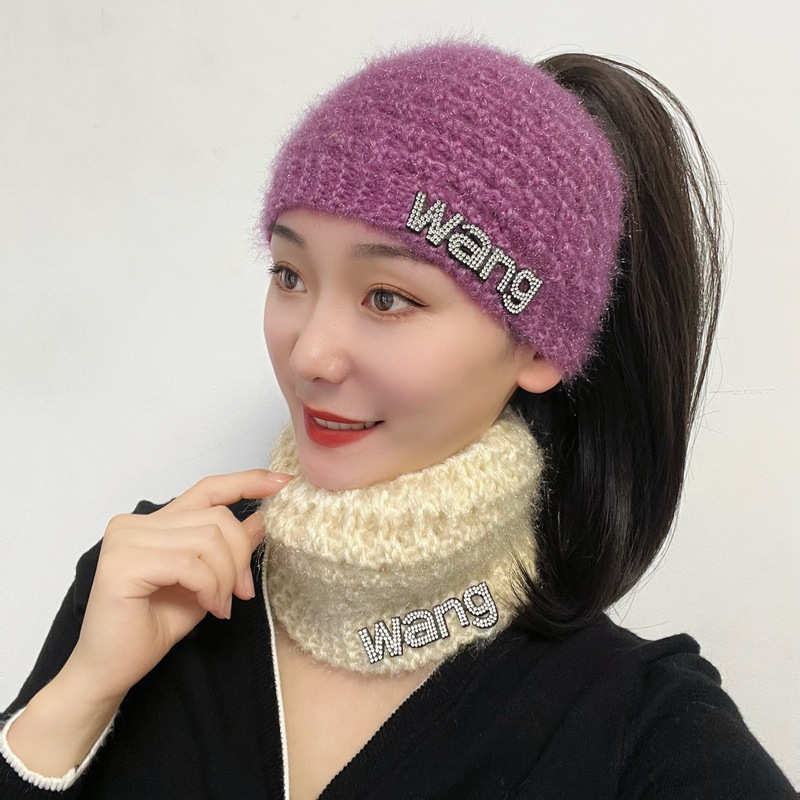 女针织秋冬毛线发带网红头饰宽边同款字母保暖护耳亲和皮肤时尚王