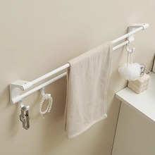 免打孔卫生间双杆毛巾架浴室毛巾杆单杆晾毛巾挂洗手间不锈钢双层