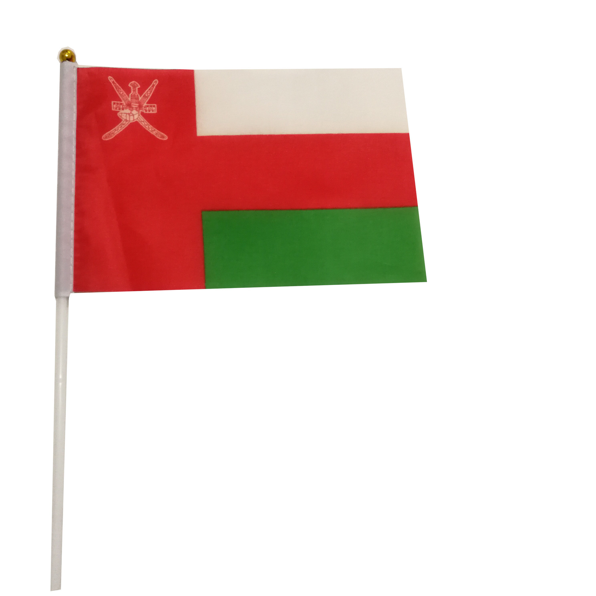 8号阿曼国旗14*21cm涤纶旗帜厂家oman手摇旗现货批发含杆跨境货源