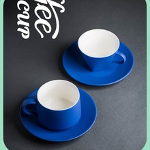 克莱因蓝咖啡杯 高档精致杯碟套装高级感陶瓷杯子家用水杯马克杯