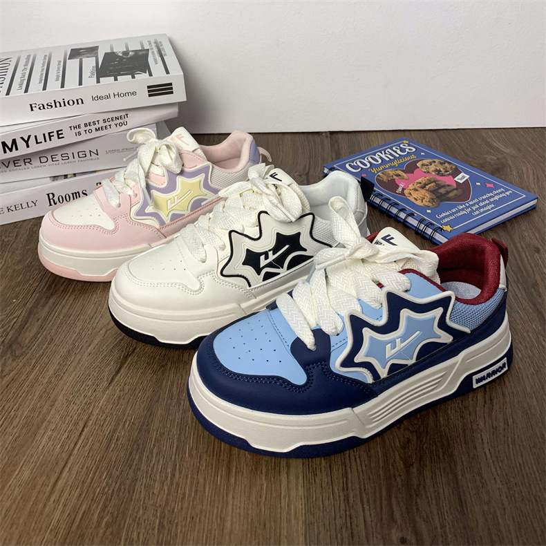 回力女鞋多巴胺星星板鞋子女2024新款爆款春季百搭休闲复古小白鞋