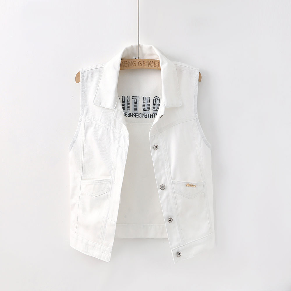 牛仔马甲女春秋季2022新款白色百搭显瘦短款洋气潮背心上衣外穿女