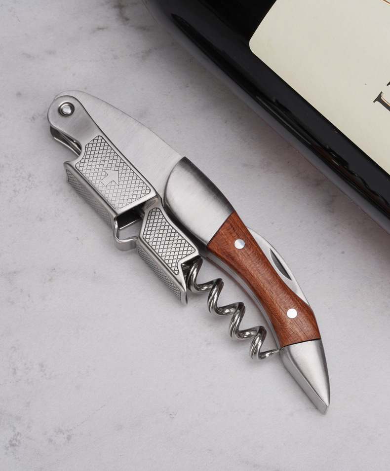 高档葡萄红酒开瓶器不锈钢钻丝起子 啤酒启瓶器 海马刀可定logo