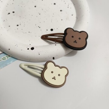 韩国可爱小熊发夹甜美少女侧边刘海发卡学生卡通夹碎发头饰-阿里巴巴