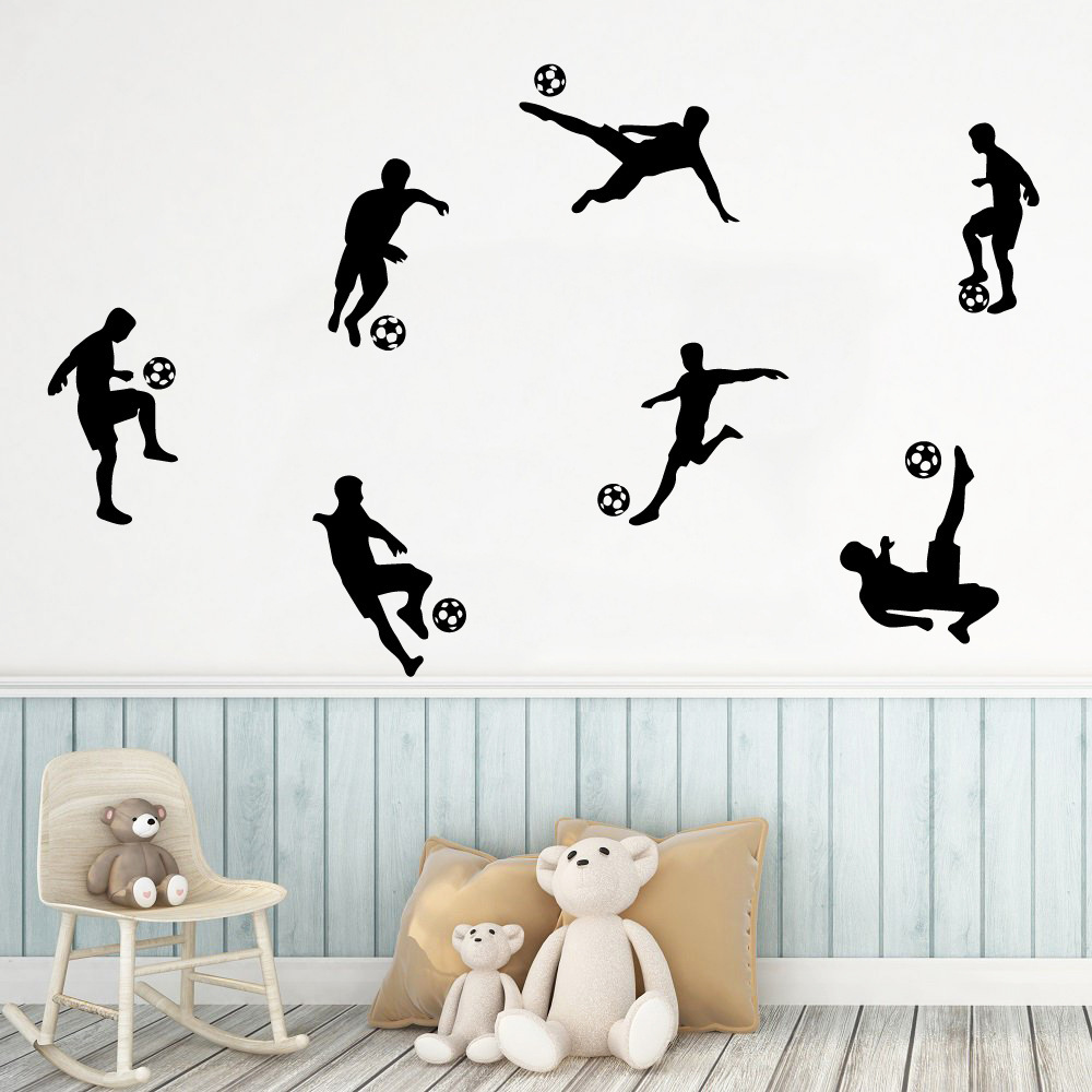 7种踢足球姿势凌空foot ball wall sticker 墙纸男孩房亚马逊热款
