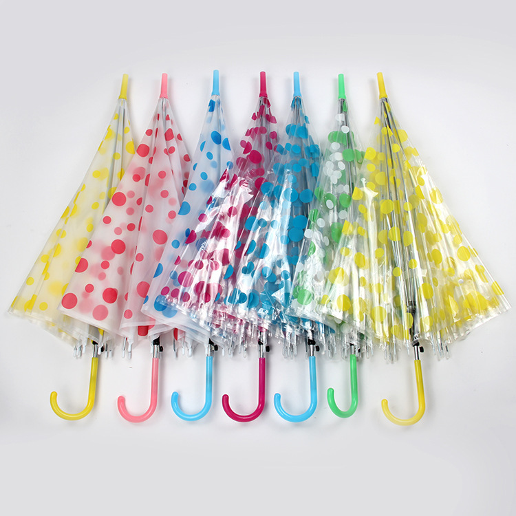 Transparent Children's Umbrella Boys and Girls Kindergarten Children's Umbrella Ultra Light Transparent Umbrella Cartoon Long Handle Automatic Umbrella Opening