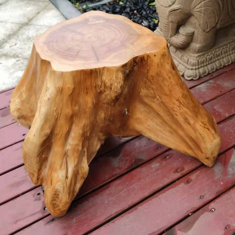 天然根雕树根凳子花架底座实木圆墩子原木树桩木桩木头树墩子茶几