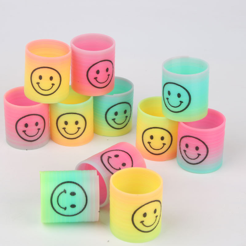 Mini Smiley Face Rainbow Spring 80 S Nostalgic Elastic Force Circle Stall Prize Retractable Magic Circle Kindergarten Toys Wholesale