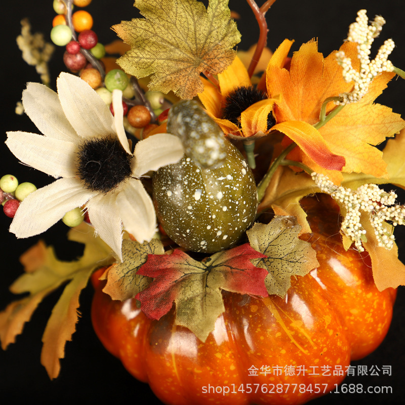 Cross-Border E-Commerce Manufacturers Supply Thanksgiving Harvest Festival Halloween Autumn Maple Leaf Pumpkin Pomegranate SUNFLOWER Small Ornaments