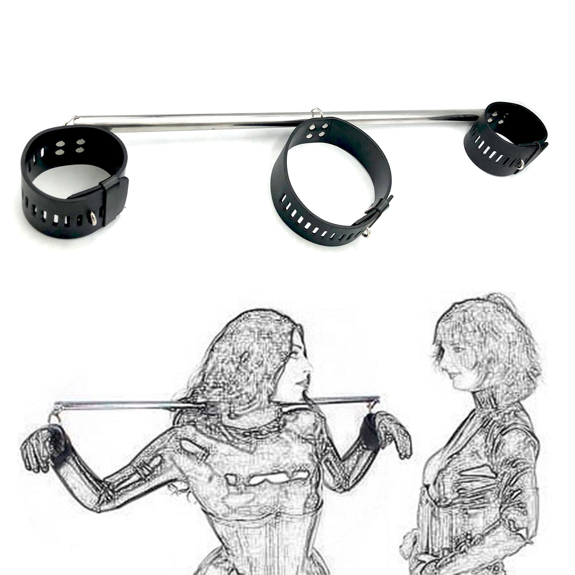 成人情趣用品另类玩具手足手颈一字型固定器不锈钢束缚手铐脚镣