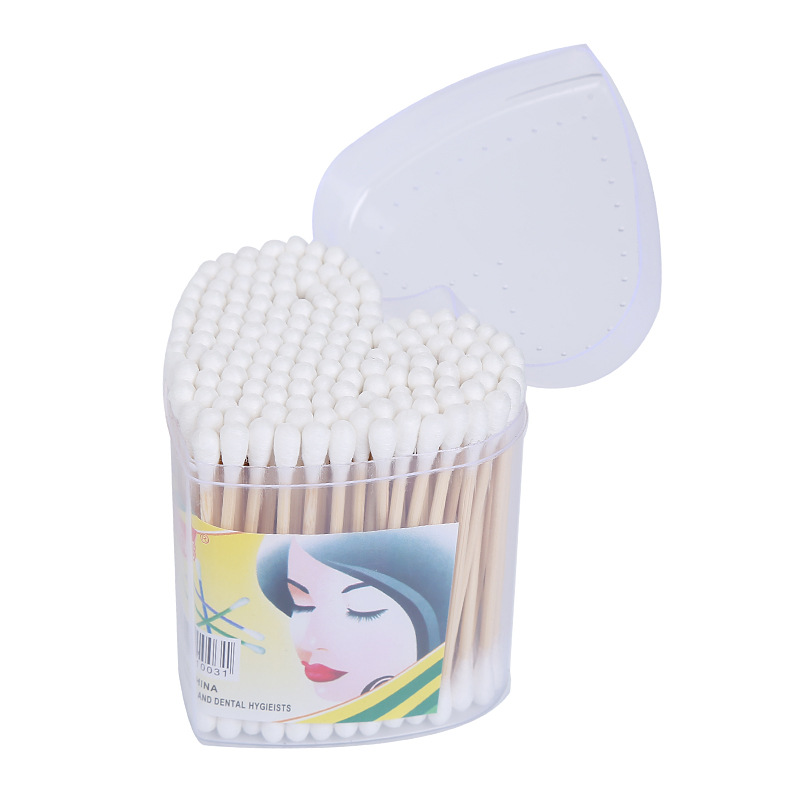 Double Ended Cotton Wwabs Ear Cleaning Makeup Household Cotton Rod Love Box Disposable Cleaning Cotton Swab Makeup Removing Cosmetic Cotton Swab