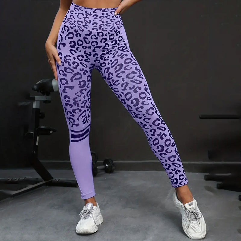 Summer New Tight Seamless High Waist Leopard Print Yoga Pants Women's Outer Wear Running Training Fitness Exercise
