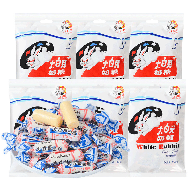 大白兔奶糖114g/袋整箱96袋儿童休闲零食结婚喜糖年糖牛奶糖上海
