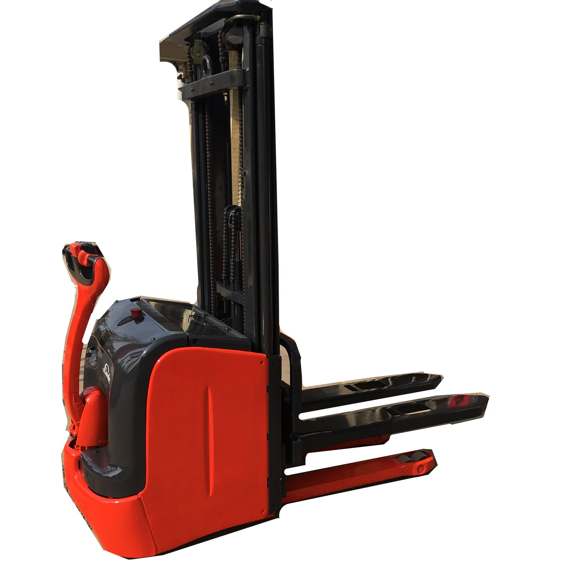 6t步行式电动托盘堆垛车三节自由门架升4.5米