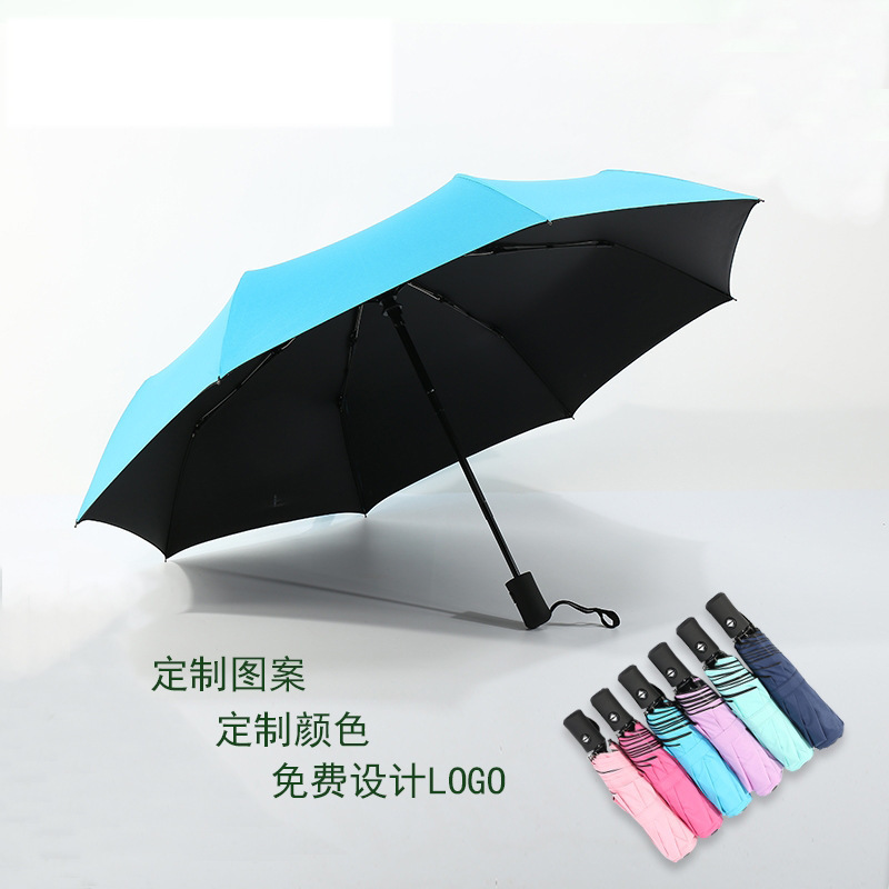 automatic umbrella sunscreen vinyl sun umbrella factory wholesale custom logo folding tri-fold sun umbrella