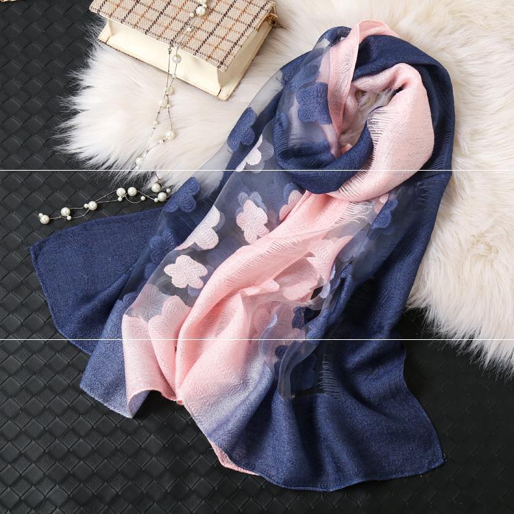 镂空桑蚕丝围巾春季纯棉百搭真丝蕾丝冬季女秋季长款新款丝巾