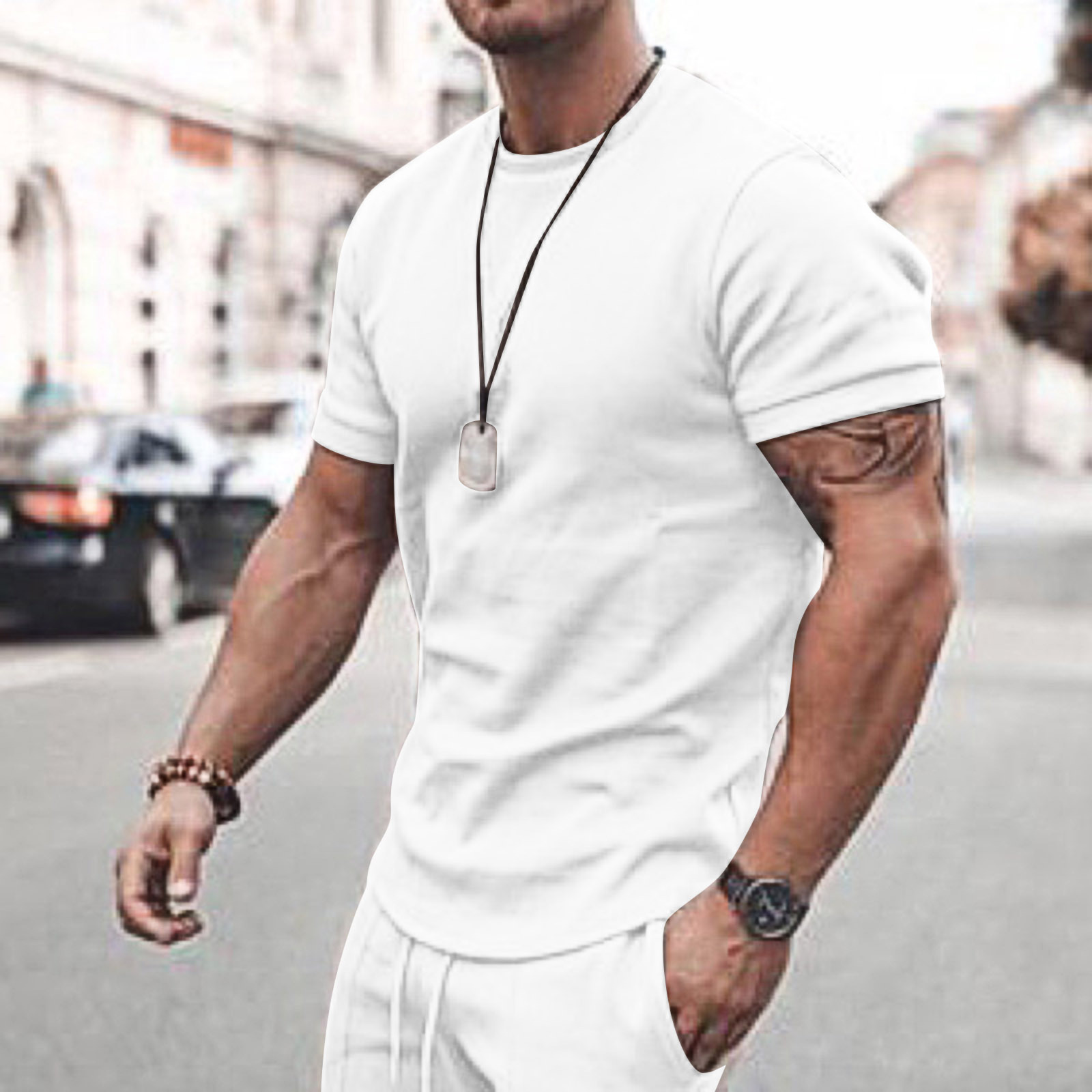 2023 New Amazon EBay Popular Men's Summer Short Sleeve Shorts Suit Sports and Leisure Suit Men's Clothing