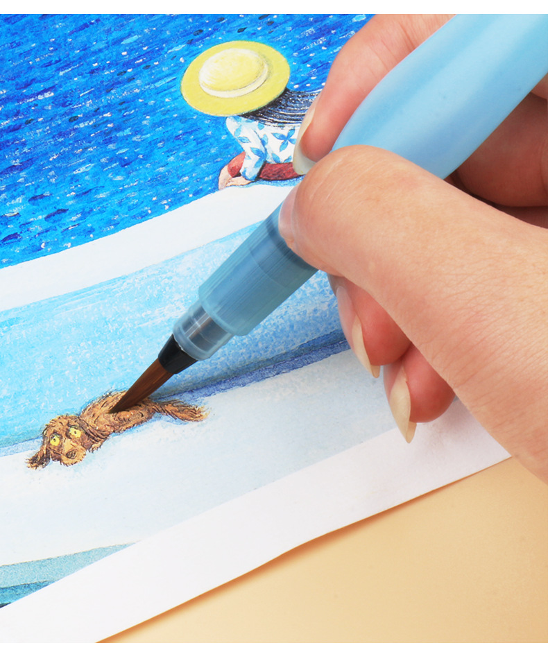 一画乐自来水笔 固体水彩绘画毛笔圆尖头灌水储水笔溶彩铅绘画笔