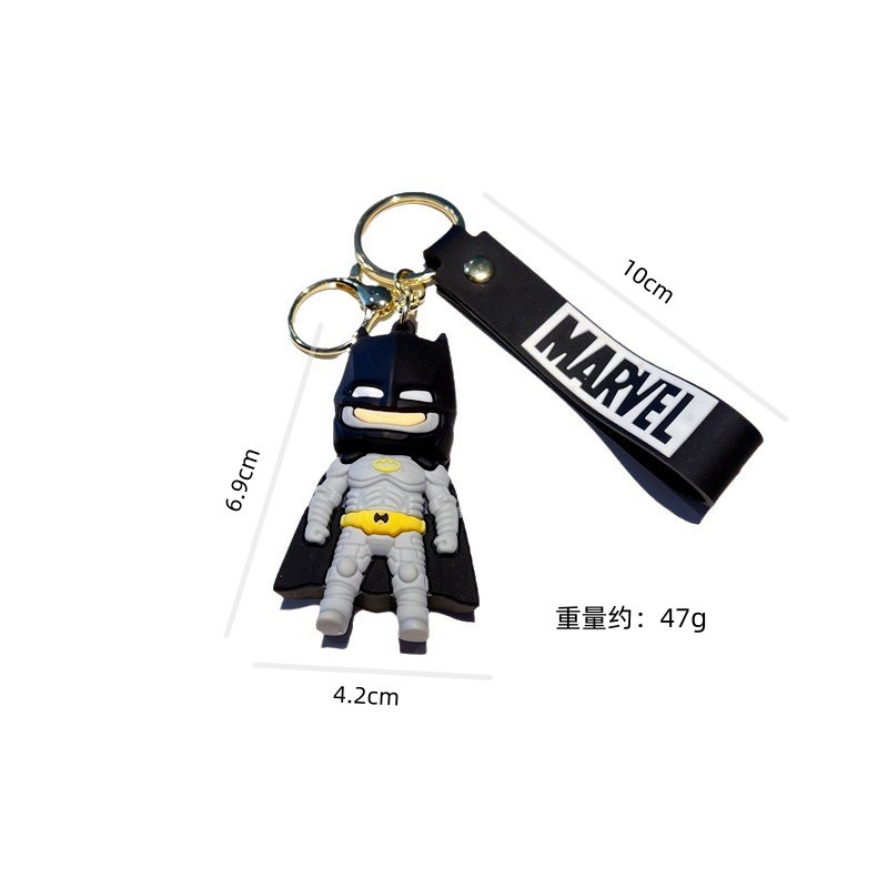 Creative Cartoon Batman Keychain Cute Black Bat Marvel Heroes Key Chain Men and Women Handbag Pendant Wholesale