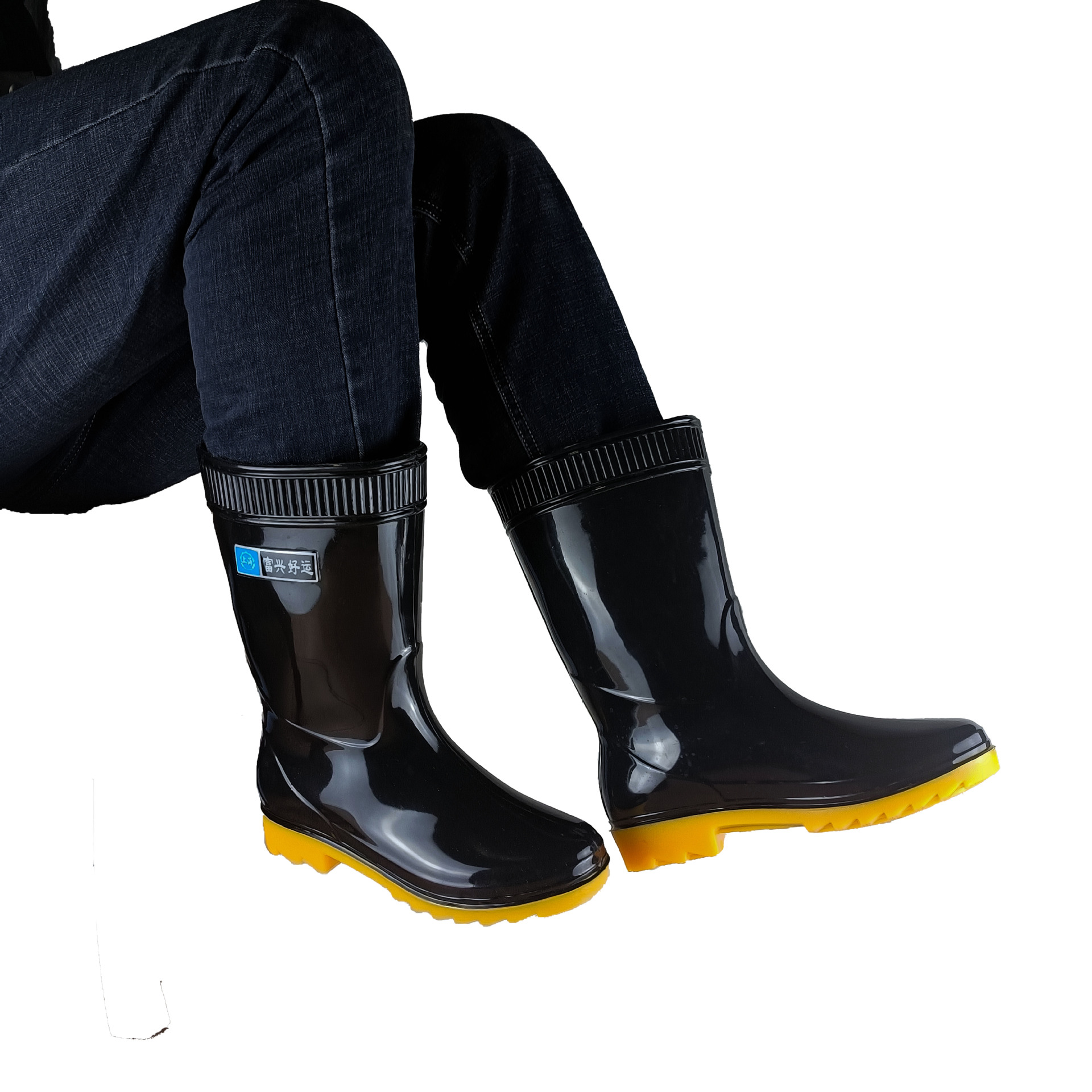 中筒现货塑胶黑色防水pvc男圆头男雨鞋水鞋劳保鞋
