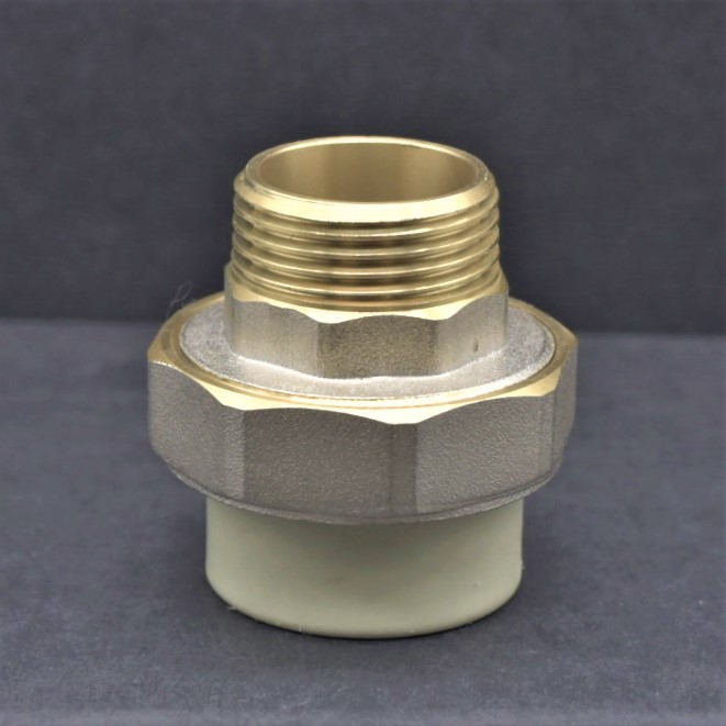 厂家直供水暖ppr铜管件家装工程冷热水管双色ppr铜活接内外牙接头