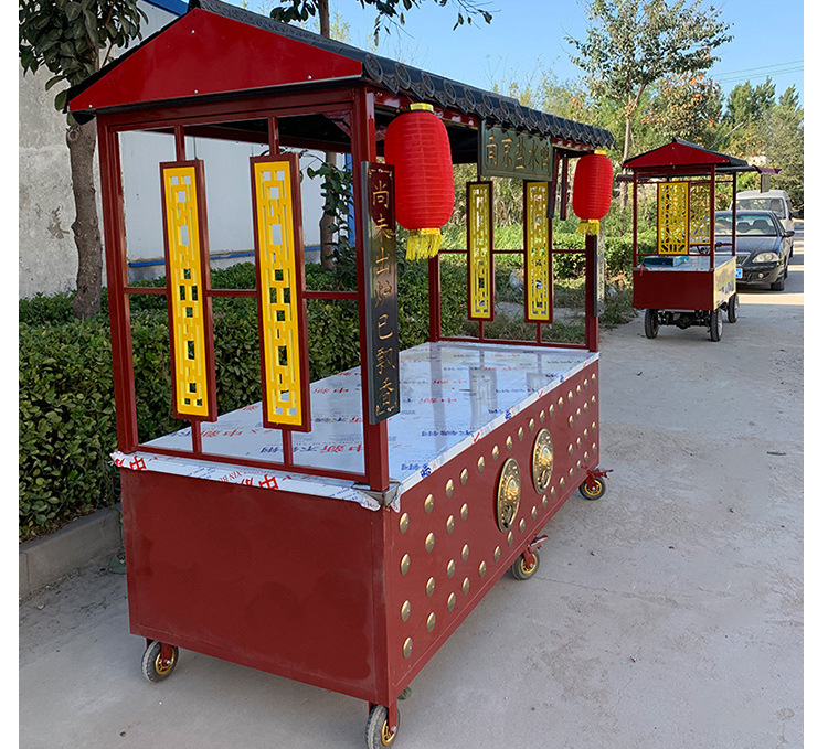 小吃车推车摆摊多功能移动流动夜市花车售货车摊位架子仿古早餐车