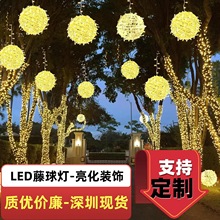 藤球灯LED节日氛围树挂球灯景观亮化工程彩灯户外防水防晒LED串灯