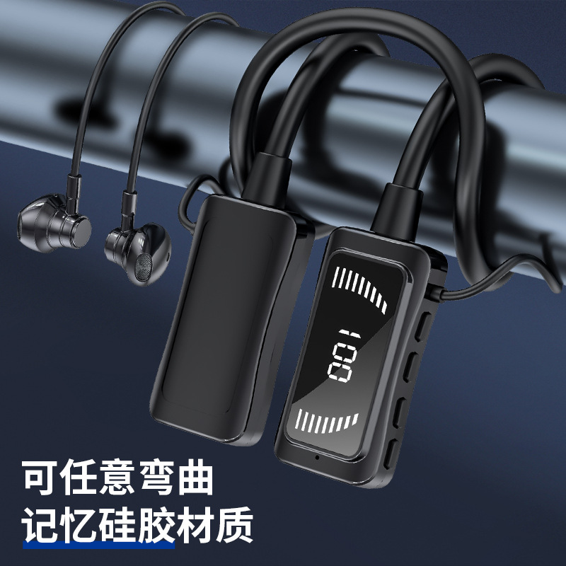 [Price Limit 39.9] Popular Neck Hanging Wireless Bluetooth Headset Digital Display Ultra-Long Standby Halter Headset with Earphone Monitor