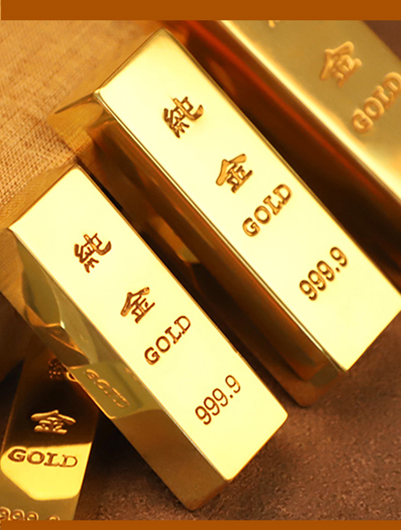 纯铜仿真金条实心黄铜金砖摆件金店元宝仿真金条模型道具批发