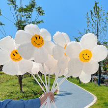 花朵气球小雏菊太阳花笑脸气球地推摆摊手持气球生日装饰拍照道具