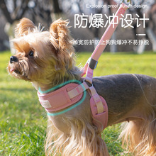 跨境新款宠物牵引绳小型犬背带狗绳子胸背带批发透气遛绳狗绳