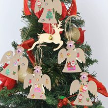 圣诞天使挂件木制工艺品DIY木质吊牌圣诞节挂件家居装饰礼品配件