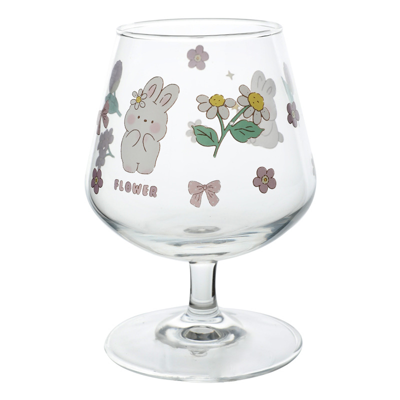 Glass Korean Ins Style Glass Juice Cup Flower Room Rabbit Glass Breakfast Milk Cup