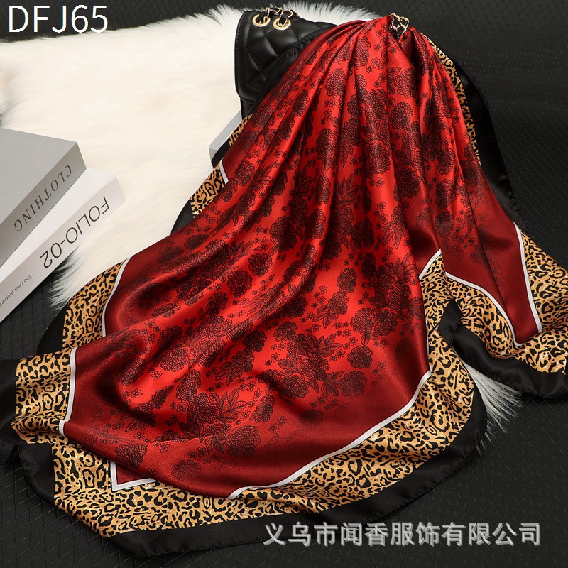 2022 Autumn and Winter New Satin Silk Scarf Glossy Texture Square Scarf Women's Gift Elegant Gift Sun-Proof Shawl