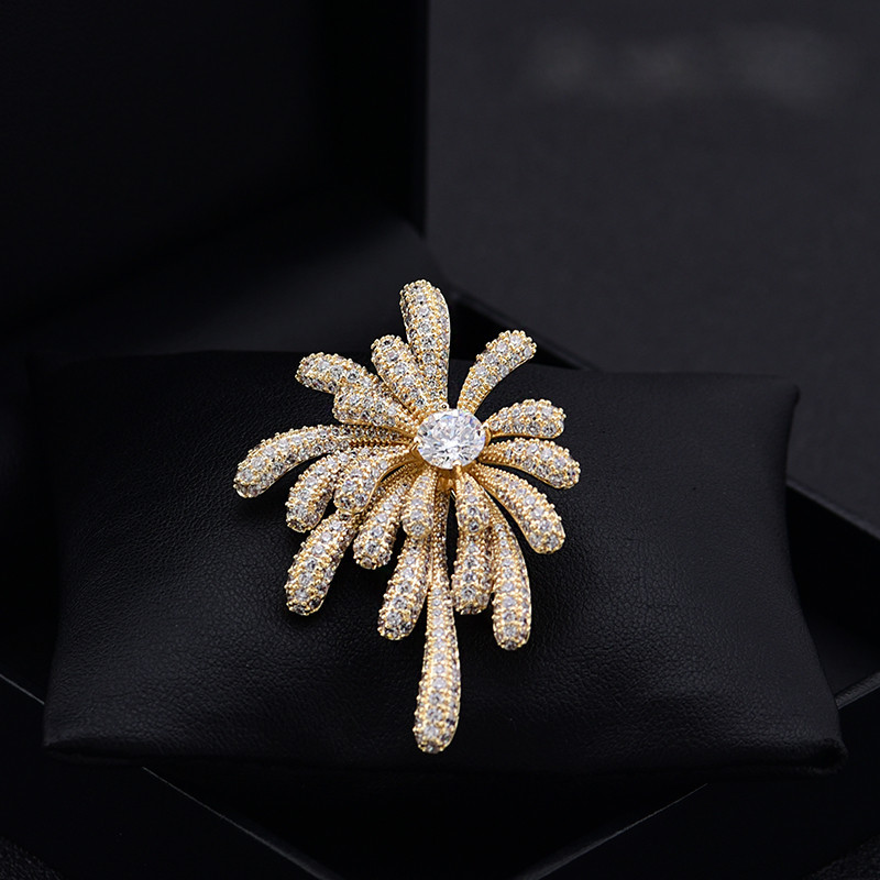 韩版时尚浪漫烟花创意胸针个性简约西装大衣旗袍配饰优雅锆石胸花